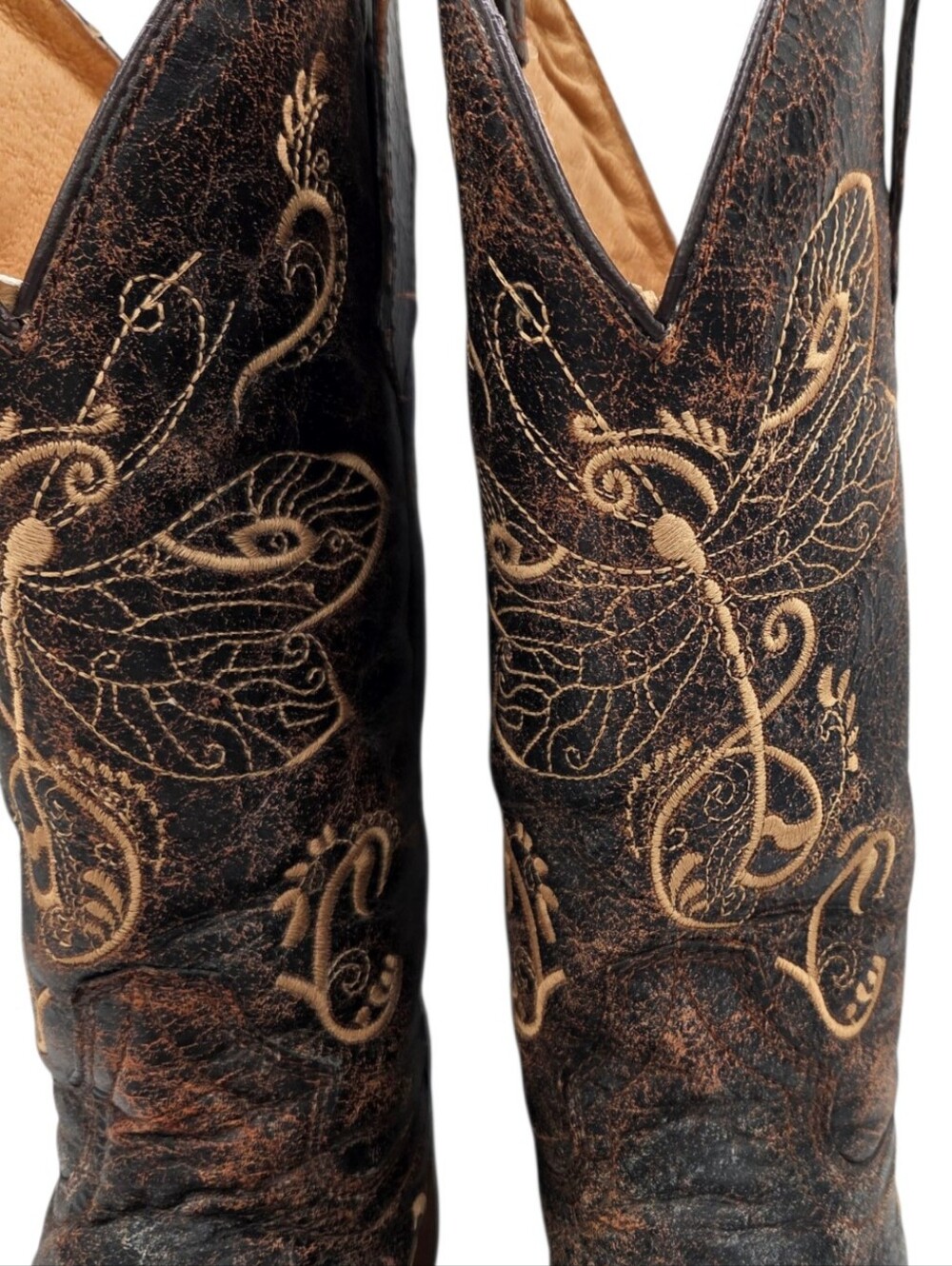 Circle G Women’s Distressed  Dragonfly Embroidered Cowgirl Western Boots Sz 8.5M - Picture 9 of 11